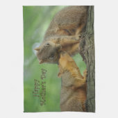 Happy Moederdag - Mam en Baby eekhoorn Theedoek (Verticaal)