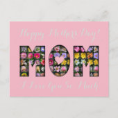 Happy Moederdag mam Ik hou van je Floral roze Briefkaart (Voorkant)