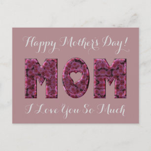 Happy Moederdag mam Ik hou van je Floral roze Briefkaart