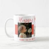 Happy Moederdag mam roze script met 3 foto's Koffiemok (Links)