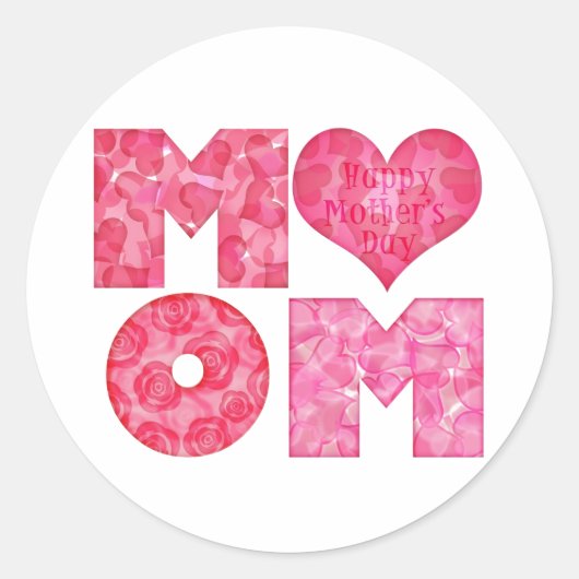 Happy Moederdag mama Alphabet Ronde Sticker (Voorkant)