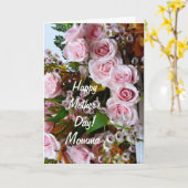 Happy Moederdag-mama/ roze rozen Kaart (Gele Bloem)