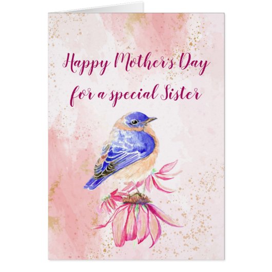 Happy Moederdag mama zuster Bluebird Art (Voorkant)