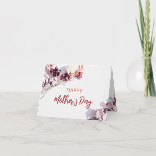 Happy Moederdag | Maroon Flowers Kaart (Voorkant)