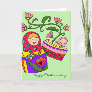 Happy Moederdag Matryoshka Oekraïense volkskunst Kaart