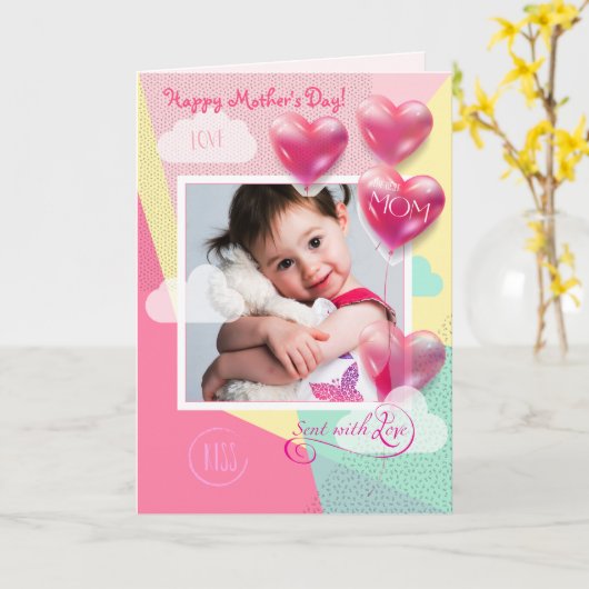 Happy Moederdag met aangepaste Sjabloon fotokaart (Gele Bloem)