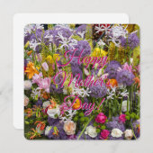 Happy Moederdag met bloemen Aankondiging (Voorkant / Achterkant)