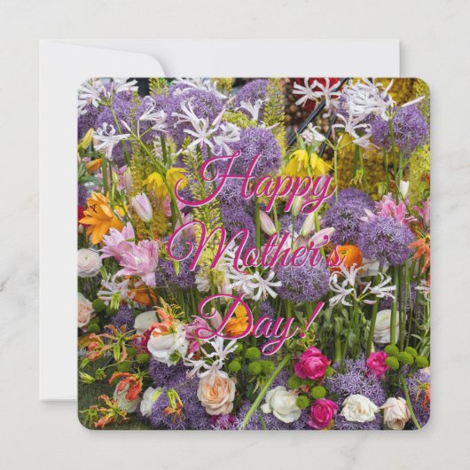 Happy Moederdag met bloemen Aankondiging (Voorkant)