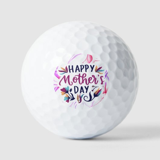 Happy Moederdag met bloemen Golfballen (Voorkant)