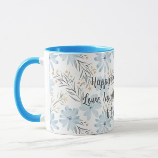 Happy Moederdag met Blue Floral Waterverf Mok (Links)