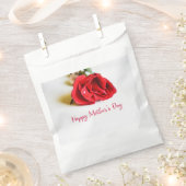 Happy Moederdag met een enkele rode roodroos Bedankzakje (Geknipt)