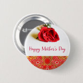 Happy Moederdag met een enkele rode roodroos Ronde Button 5,7 Cm (Voorkant /achterkant)