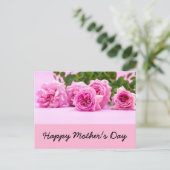 Happy Moederdag met een hoop roze rozen Briefkaart (Staand voorkant)