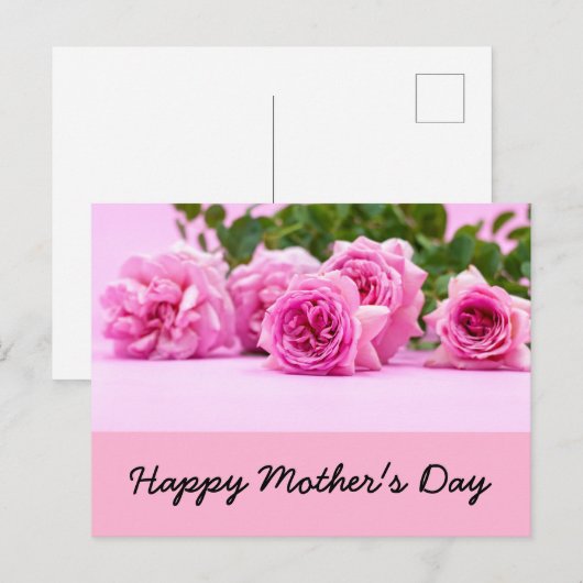 Happy Moederdag met een hoop roze rozen Briefkaart (Voorkant / Achterkant)