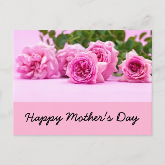 Happy Moederdag met een hoop roze rozen Briefkaart (Voorkant)