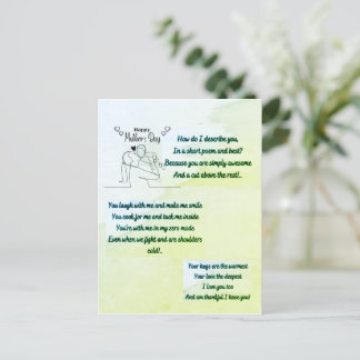 Happy Moederdag met een origineel gedicht Briefkaart