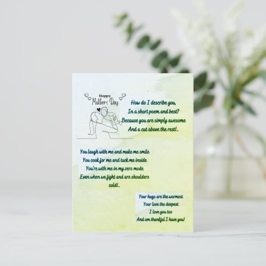 Happy Moederdag met een origineel gedicht Briefkaart (Staand voorkant)