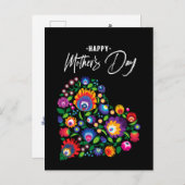 Happy Moederdag met Folklore Heart-tekst Briefkaart (Voorkant / Achterkant)