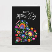 Happy Moederdag met Folklore Heart-tekst Kaart (Voorkant)