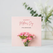 Happy Moederdag met roze bloemen Wenskaart Feestdagenkaart (Staand voorkant)