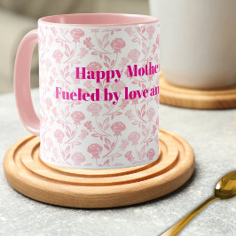 Happy Moederdag met roze rozen bloemenpatroon Mok