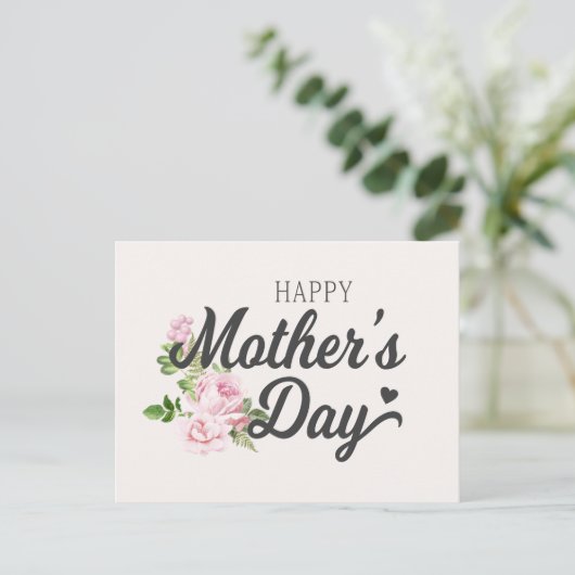 Happy Moederdag met roze rozen | BRIEFKAART (Staand voorkant)