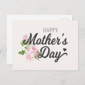 Happy Moederdag met roze rozen | BRIEFKAART (Voorkant / Achterkant)