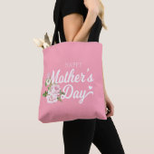Happy Moederdag met roze rozen | Canvas tas (Dichtbij)