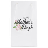 Happy Moederdag met roze rozen | Gift Bag Klein Cadeauzakje (Achterkant)