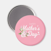 Happy Moederdag met roze rozen | Magneet (Voorkant / Achterkant)