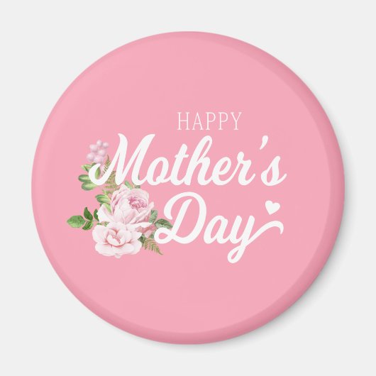 Happy Moederdag met roze rozen | Magneet (Voorkant)