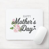 Happy Moederdag met roze rozen | Mousepad Muismat (Met muis)