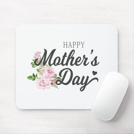 Happy Moederdag met roze rozen | Mousepad Muismat (Met muis)