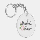 Happy Moederdag met roze rozen | Sleutelhanger (Voorkant Links)