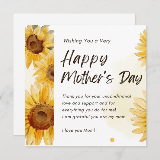 HAPPY MOEDERDAG MET ZONLOWERS WENSKAART (Voorkant / Achterkant)