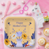 Happy Moederdag Modern Flowers Floral Botanical Papieren Bordje (Feest)