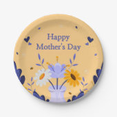 Happy Moederdag Modern Flowers Floral Botanical Papieren Bordje (Voorkant)