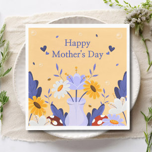 Happy Moederdag Modern Flowers Floral Botanical Servet