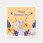 Happy Moederdag Modern Flowers Floral Botanical Servet (Voorkant)