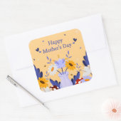 Happy Moederdag Modern Flowers Floral Botanical Vierkante Sticker (Envelop)