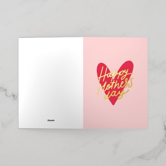 Happy Moederdag Modern Handlettering Heart Folie Wenskaart (Buiten Laag)