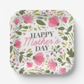 Happy Moederdag Modern Pink Floral Botanical Papieren Bordje (Voorkant)