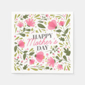 Happy Moederdag Modern Pink Floral Botanical Servet (Voorkant)