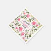 Happy Moederdag Modern Pink Floral Botanical Servet (Hoek)