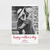 Happy Moederdag | Moderne foto van rood script Kaart (Voorkant)