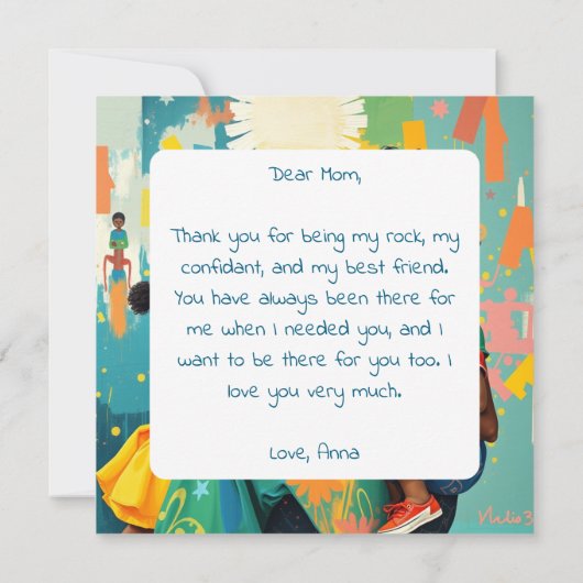 Happy Moederdag | Moeder en drie Kinder Kaart (Achterkant)