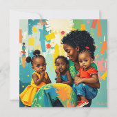 Happy Moederdag | Moeder en drie Kinder Kaart (Voorkant)