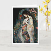 Happy Moederdag moeder en kind schilderen Kaart (Gele Bloem)