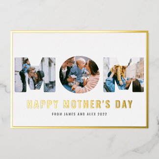 Happy Moederdag MOM 3 Photo Gold Foil Kaart