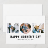 Happy Moederdag MOM Cutout Simple 3-fotokaart Save The Date (Voorkant / Achterkant)
